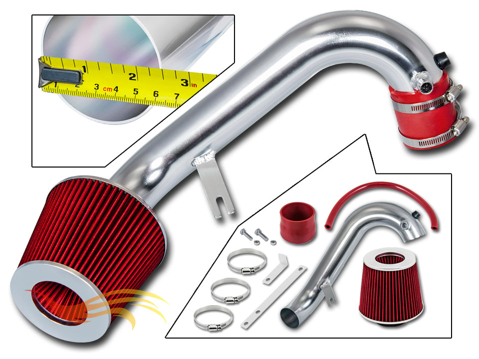 Parts included in the red SI-HD-05 short ram intake kit for 2001-2005 Honda Civic 1.7L – Rtunes Racing