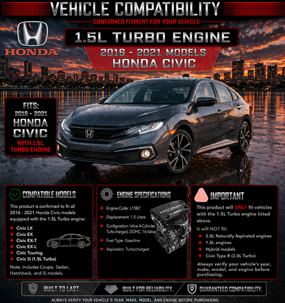 2016-2021 Honda Civic 1.5L Turbo (Except Si) Short Ram Air Intake Kit | Rtunes Racing | SI-HD-19