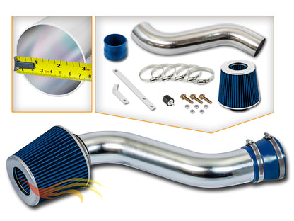 Parts included in the blue SI-JP-04 short ram intake kit for 1997-2002 Jeep Wrangler SE 2.5L L4 – Rtunes Racing