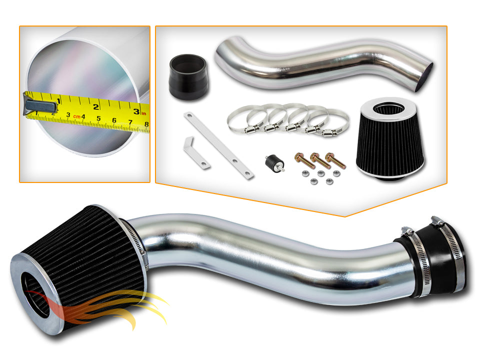 Parts included in the black SI-JP-04 short ram intake kit for 1997-2002 Jeep Wrangler SE 2.5L L4 – Rtunes Racing