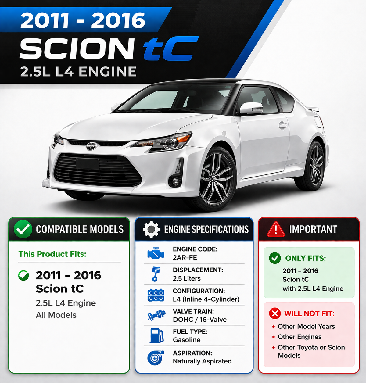 2011-2016 Scion tC 2.5L Short Ram Air Intake Kit | Rtunes Racing | SI-SC-01