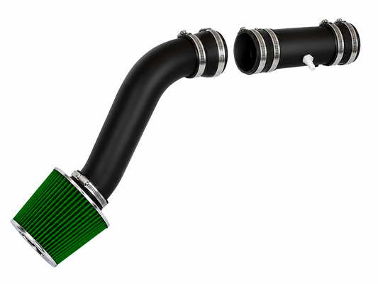 Rtunes Racing black cold air intake kit with green cone filter for 91-93 Ford Thunderbird 5.0L V8.