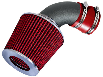Rtunes Racing WSI-CH-12 matte black pipe short ram air intake, Red