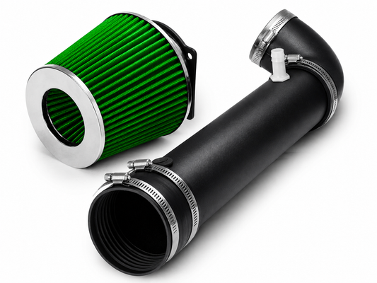 Rtunes Racing short ram air intake kit with green cone filter and black pipe for Ford Explorer and Ranger 4.0L V6.