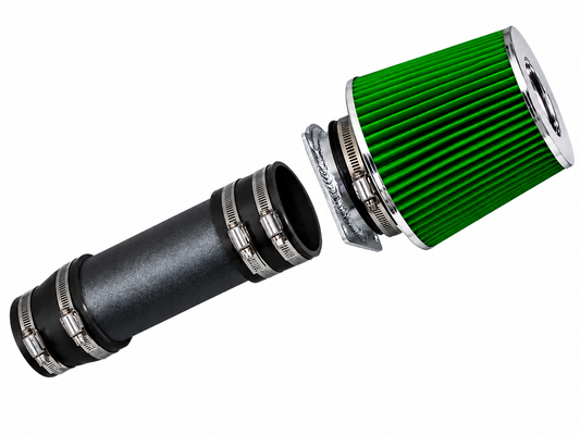 Rtunes Racing short ram air intake with a green cone filter and black pipe for 1996-1998 Ford Windstar 3.8L V6.