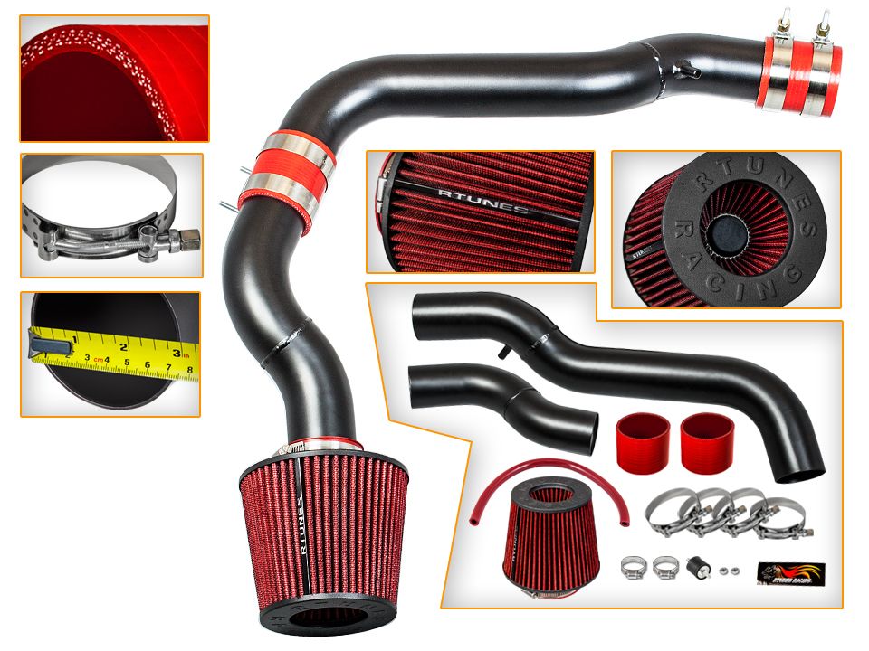 RTUNES RACING BLACK PIPE COLD AIR INTAKE + FILTER Compatible For 88-91  Honda CRX/Civic EX Si 1.6L I4
