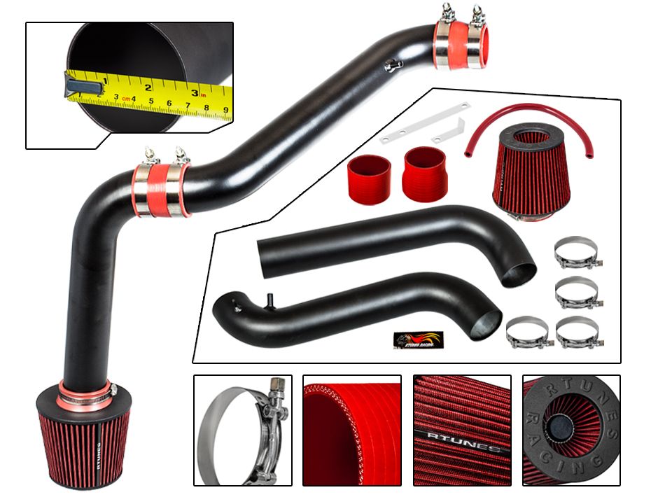RTUNES RACING BLACK PIPE COLD AIR INTAKE + FILTER Compatible For Honda  94-02 Accord / 97-01 Prelude 2.2L/2.3L I4