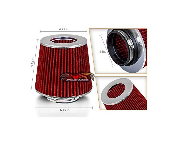 38Mm Air Filter Round Cone Universal Auto Cold Air Intake Induction Kit For  Off-Road Motorcycle Atv Four Pit Bike(Red)