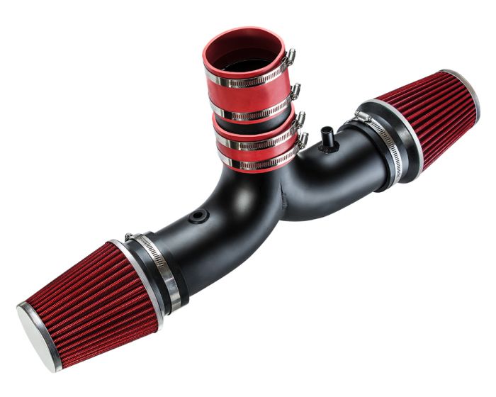 Rtunes Racing DUAL Short Ram Air Intake Kit + Filter Combo BLACK PIPE AND  RED Compatible For 03-08 Dodge Ram Hemi / 04-07 Dodge Durango Hemi 5.7L V8